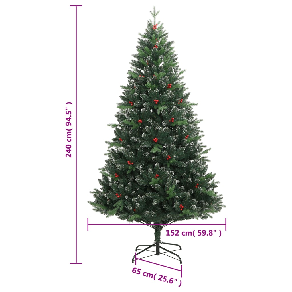 Kunstkerstboom met scharnieren en rode bessen 240 cm is nu te koop bij PeponiXL, paradijselijk wonen!