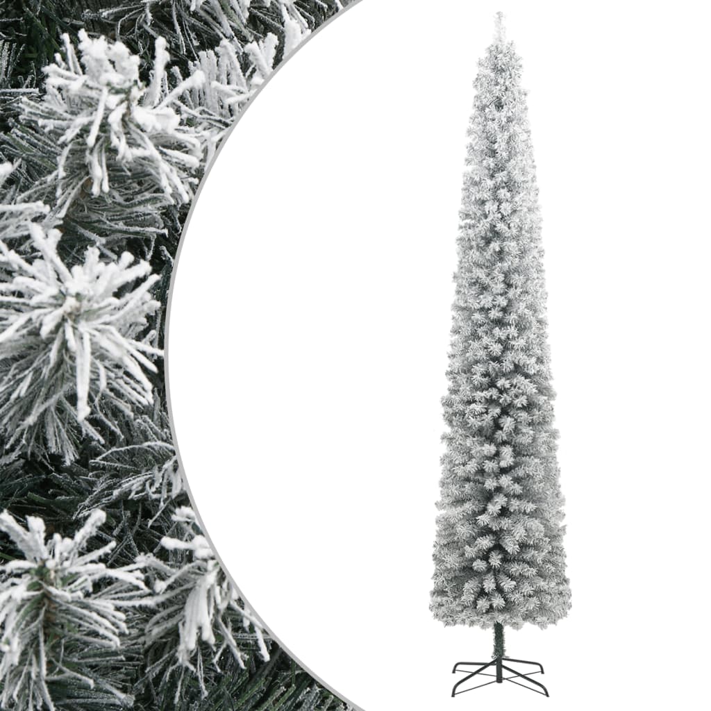Kunstkerstboom smal met standaard en sneeuw 300 cm PVC is nu te koop bij PeponiXL, paradijselijk wonen!