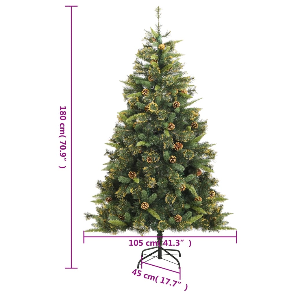 Kunstkerstboom met scharnieren en dennenappels 180 cm is nu te koop bij PeponiXL, paradijselijk wonen!