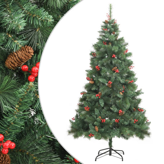 Kunstkerstboom met scharnieren dennenappels en bessen 210 cm is nu te koop bij PeponiXL, paradijselijk wonen!
