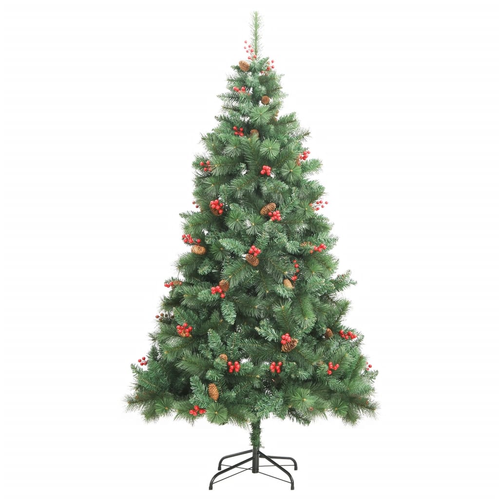 Kunstkerstboom met scharnieren dennenappels en bessen 210 cm is nu te koop bij PeponiXL, paradijselijk wonen!