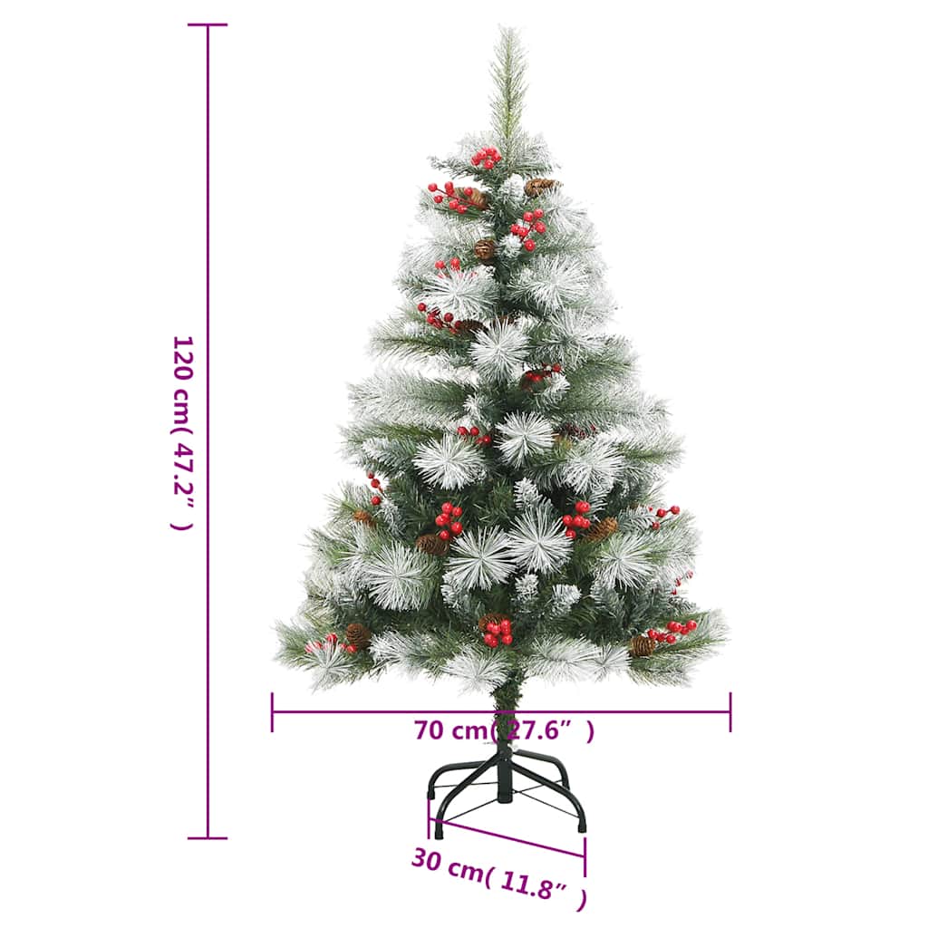 Kunstkerstboom met scharnieren dennenappels en bessen 120 cm is nu te koop bij PeponiXL, paradijselijk wonen!