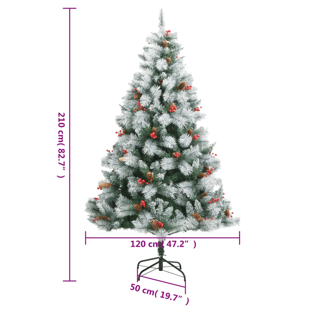 Kunstkerstboom met scharnieren dennenappels en bessen 210 cm is nu te koop bij PeponiXL, paradijselijk wonen!