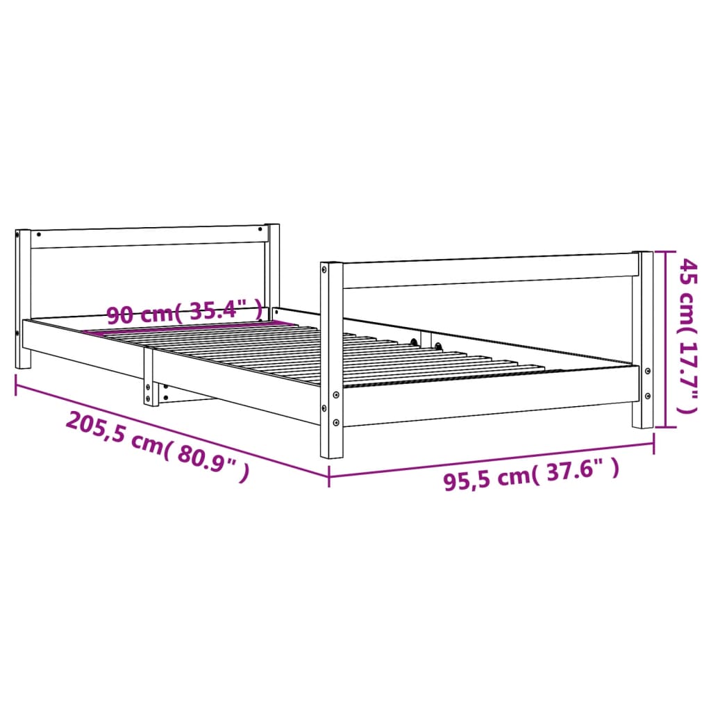 Kinderbedframe 90x200 cm massief grenenhout is nu te koop bij PeponiXL, paradijselijk wonen!