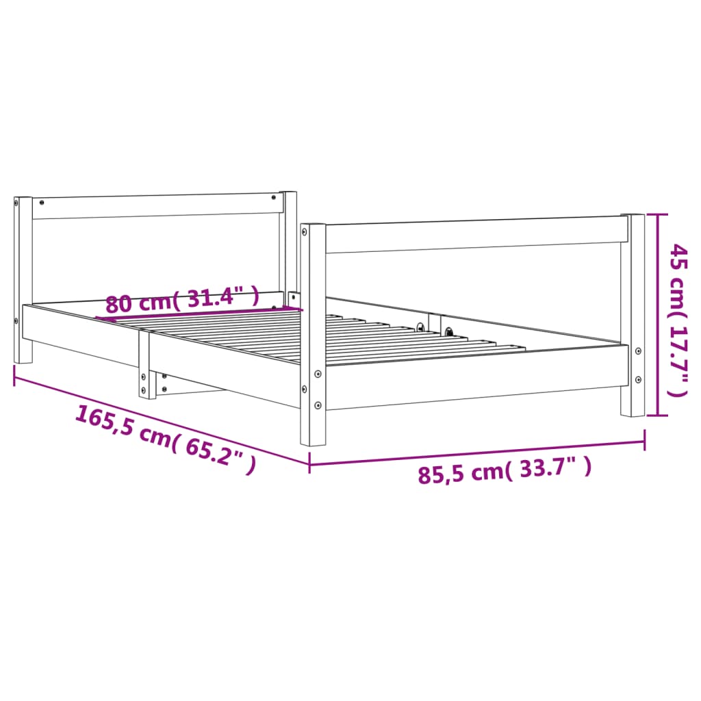 Kinderbedframe 80x160 cm massief grenenhout is nu te koop bij PeponiXL, paradijselijk wonen!