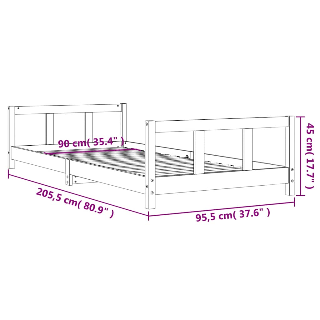 Kinderbedframe 90x200 cm massief grenenhout is nu te koop bij PeponiXL, paradijselijk wonen!