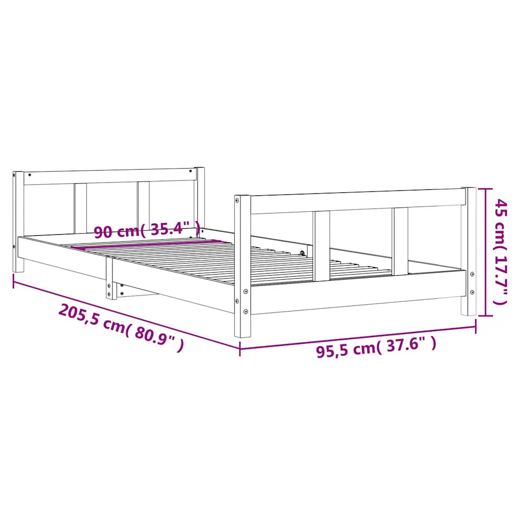 Kinderbedframe 90x200 cm massief grenenhout wit is nu te koop bij PeponiXL, paradijselijk wonen!