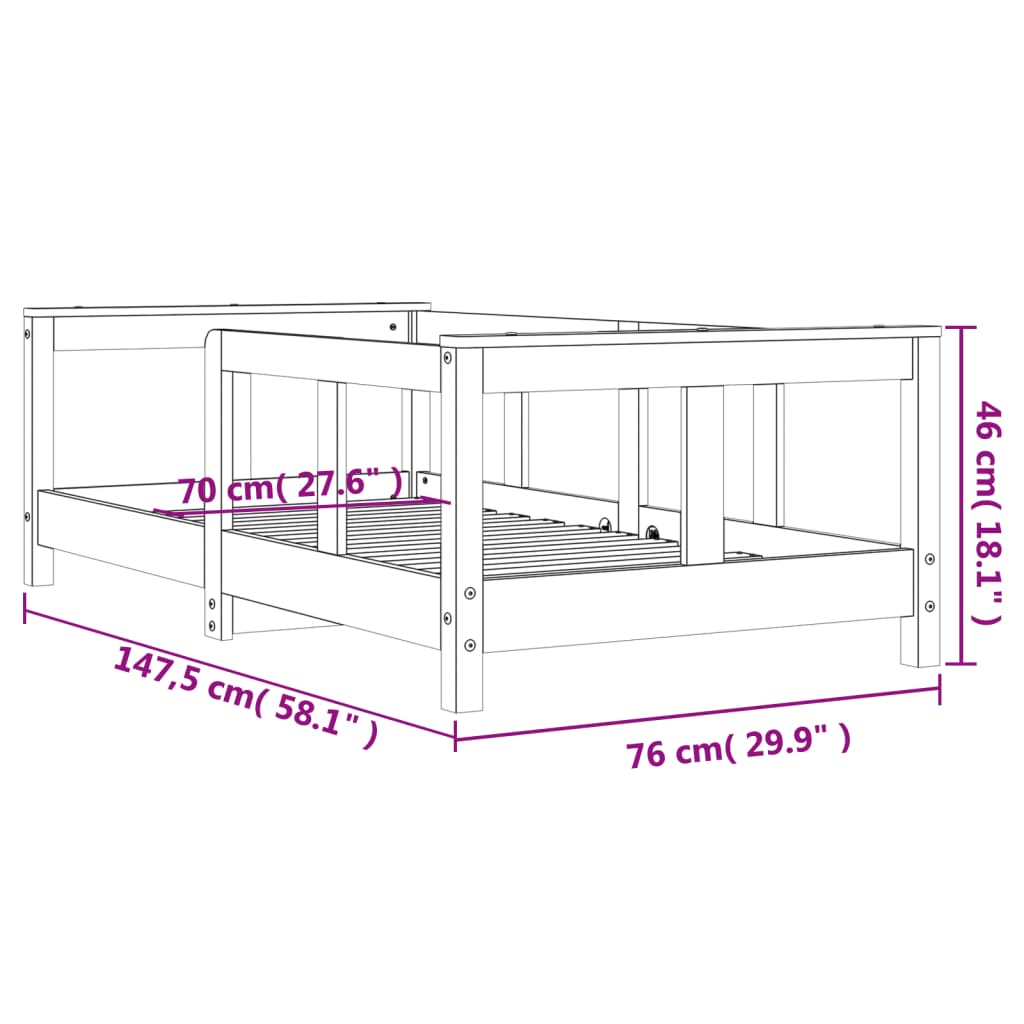 Kinderbedframe 70x140 cm massief grenenhout is nu te koop bij PeponiXL, paradijselijk wonen!