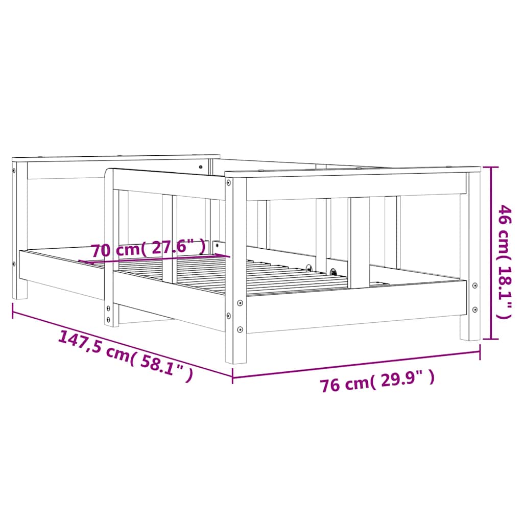 Kinderbedframe 70x140 cm massief grenenhout wit is nu te koop bij PeponiXL, paradijselijk wonen!