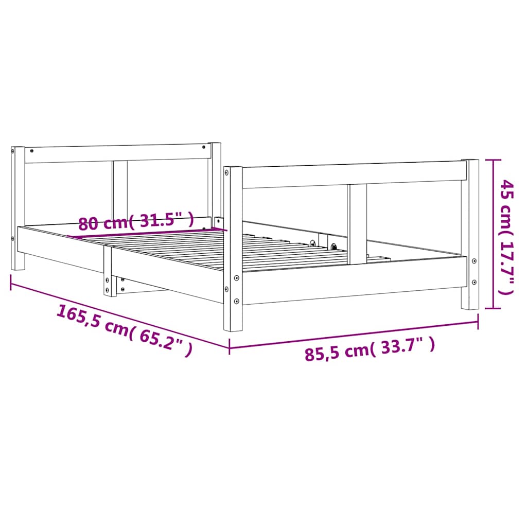 Kinderbedframe 80x160 cm massief grenenhout wit is nu te koop bij PeponiXL, paradijselijk wonen!