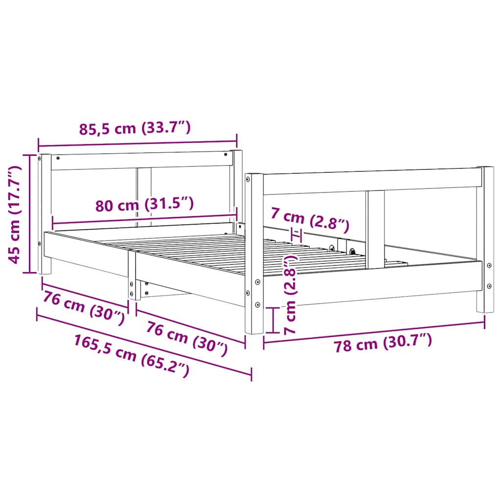 Kinderbedframe 80x160 cm massief grenenhout wit is nu te koop bij PeponiXL, paradijselijk wonen!