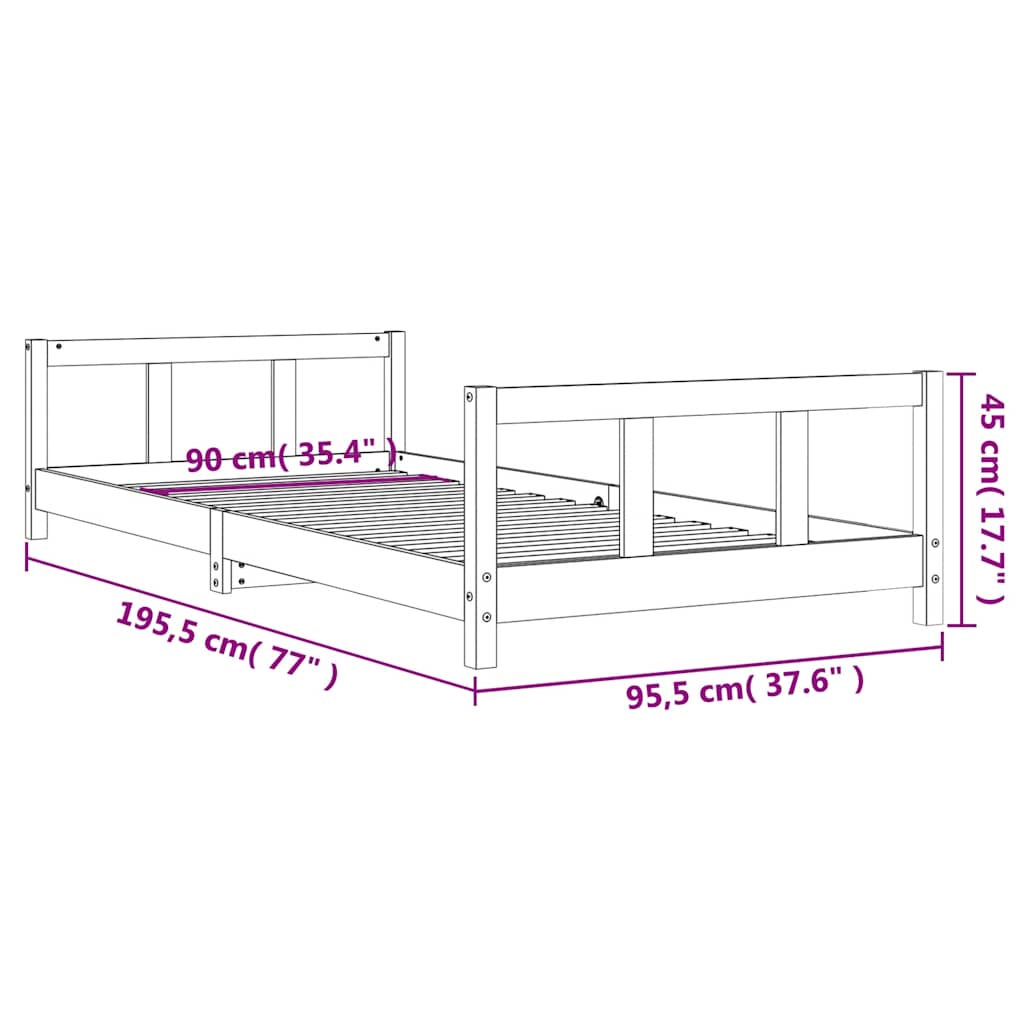 Kinderbedframe 90x190 cm massief grenenhout wit is nu te koop bij PeponiXL, paradijselijk wonen!