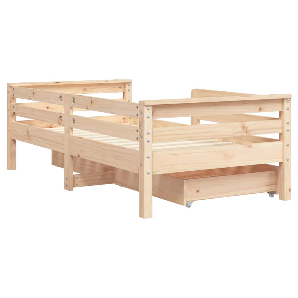 Kinderbedframe met lades 70x140 cm massief grenenhout is nu te koop bij PeponiXL, paradijselijk wonen!