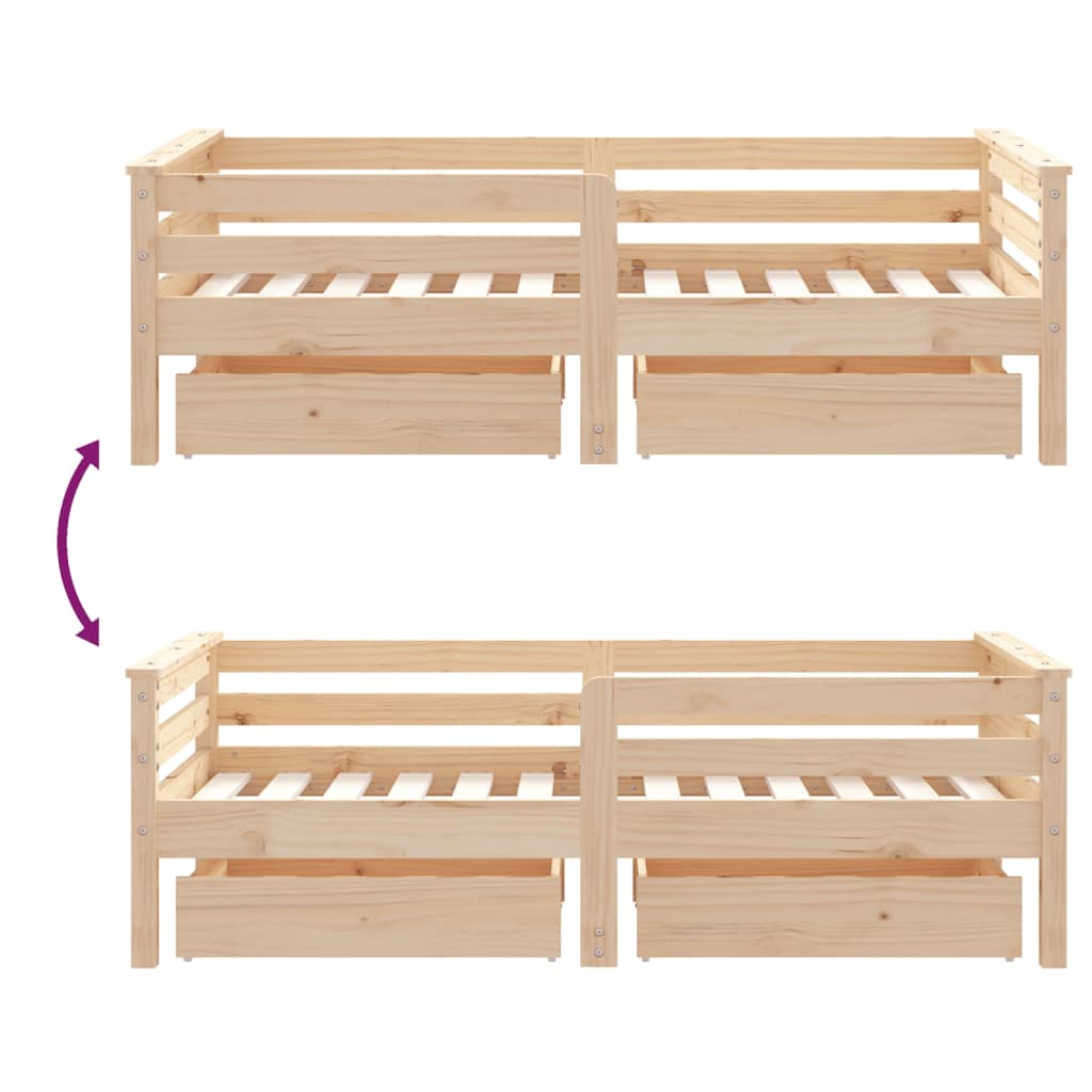 Kinderbedframe met lades 70x140 cm massief grenenhout is nu te koop bij PeponiXL, paradijselijk wonen!