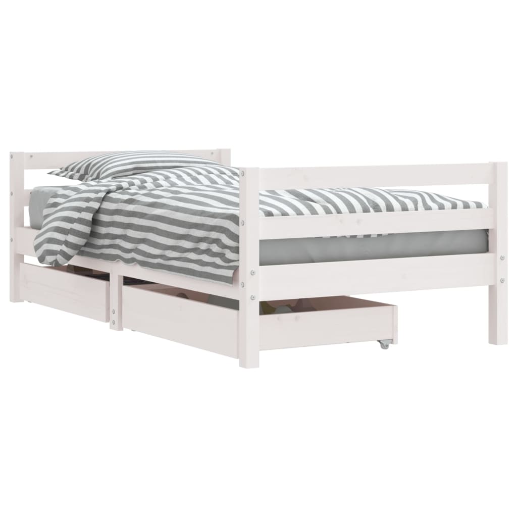 Kinderbedframe met lades 80x160 cm massief grenenhout wit is nu te koop bij PeponiXL, paradijselijk wonen!