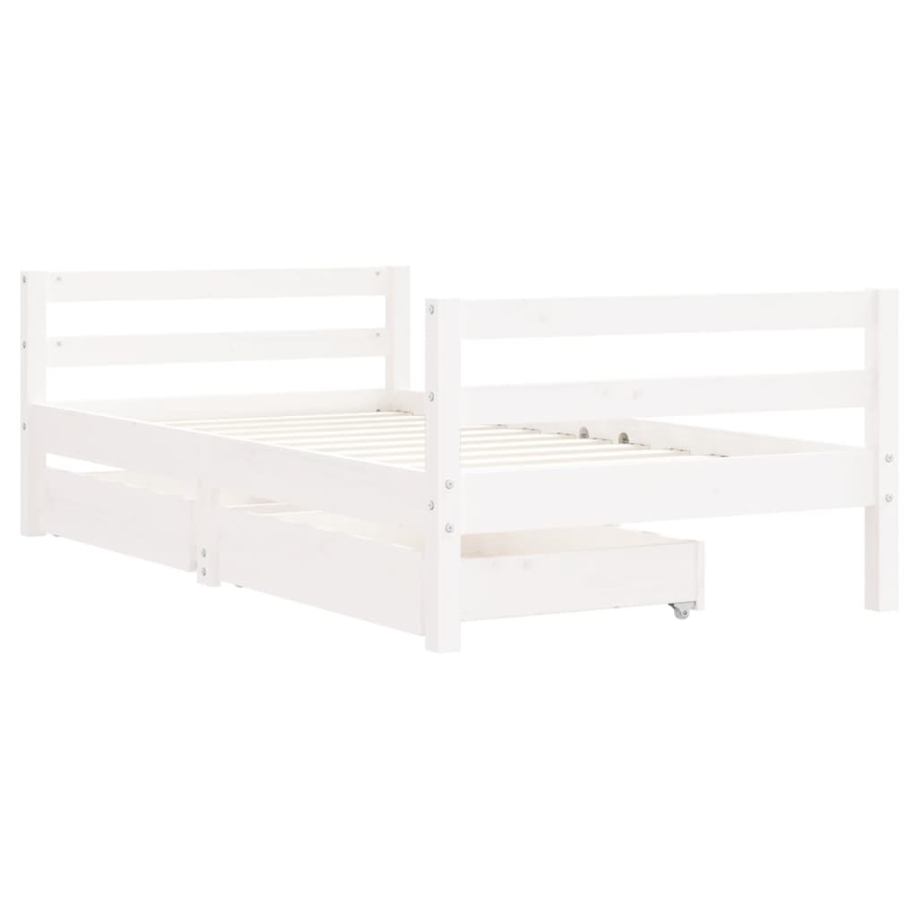 Kinderbedframe met lades 80x160 cm massief grenenhout wit is nu te koop bij PeponiXL, paradijselijk wonen!