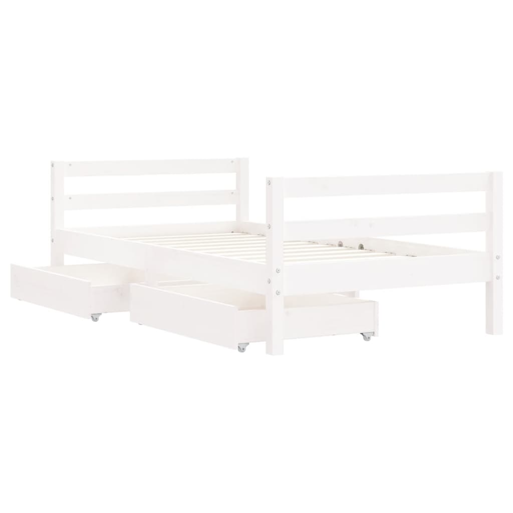 Kinderbedframe met lades 80x160 cm massief grenenhout wit is nu te koop bij PeponiXL, paradijselijk wonen!