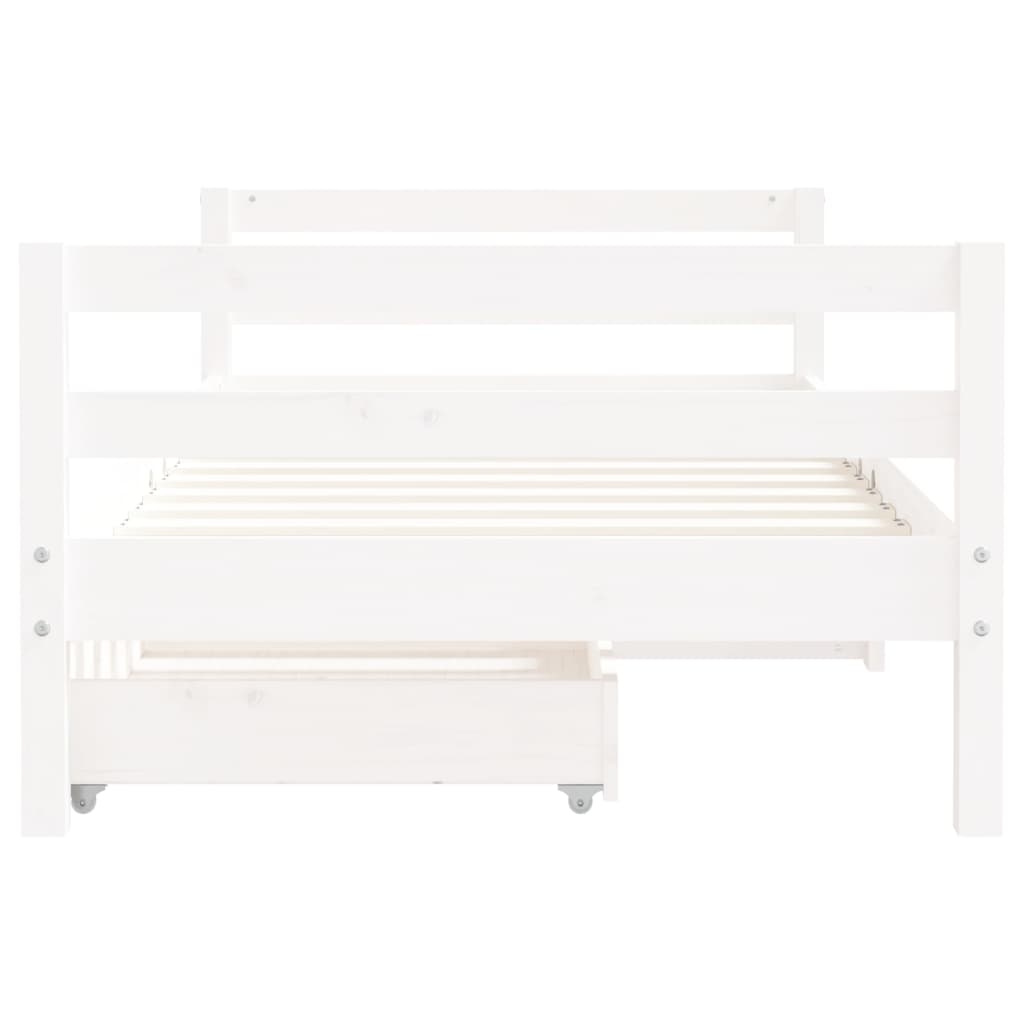 Kinderbedframe met lades 80x160 cm massief grenenhout wit is nu te koop bij PeponiXL, paradijselijk wonen!
