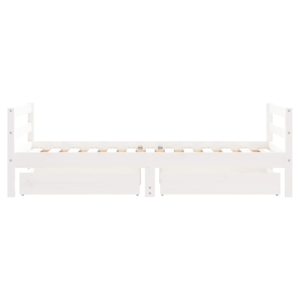 Kinderbedframe met lades 80x160 cm massief grenenhout wit is nu te koop bij PeponiXL, paradijselijk wonen!