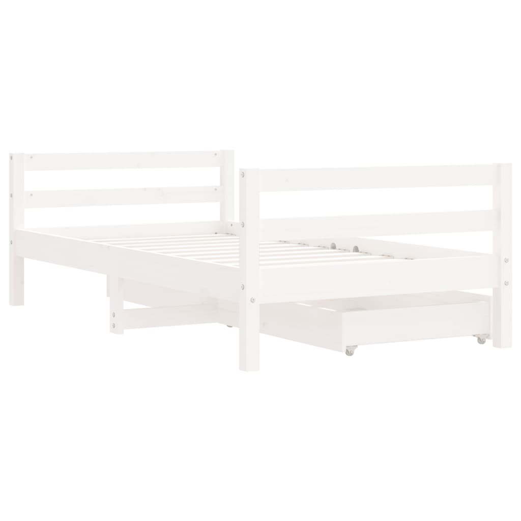 Kinderbedframe met lades 80x160 cm massief grenenhout wit is nu te koop bij PeponiXL, paradijselijk wonen!