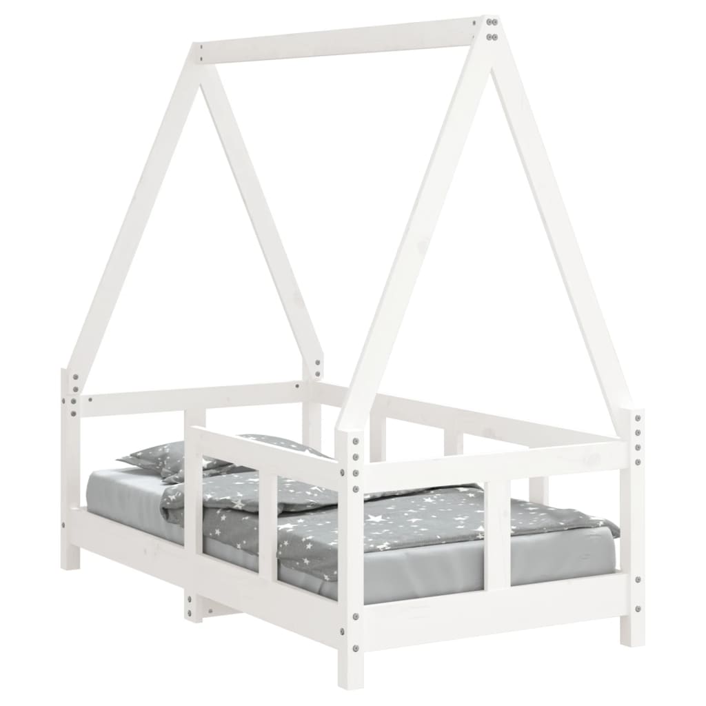 Kinderbedframe 70x140 cm massief grenenhout wit is nu te koop bij PeponiXL, paradijselijk wonen!
