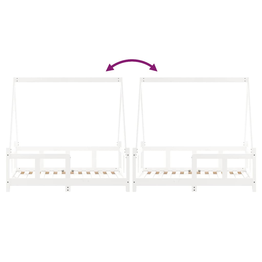 Kinderbedframe 70x140 cm massief grenenhout wit is nu te koop bij PeponiXL, paradijselijk wonen!