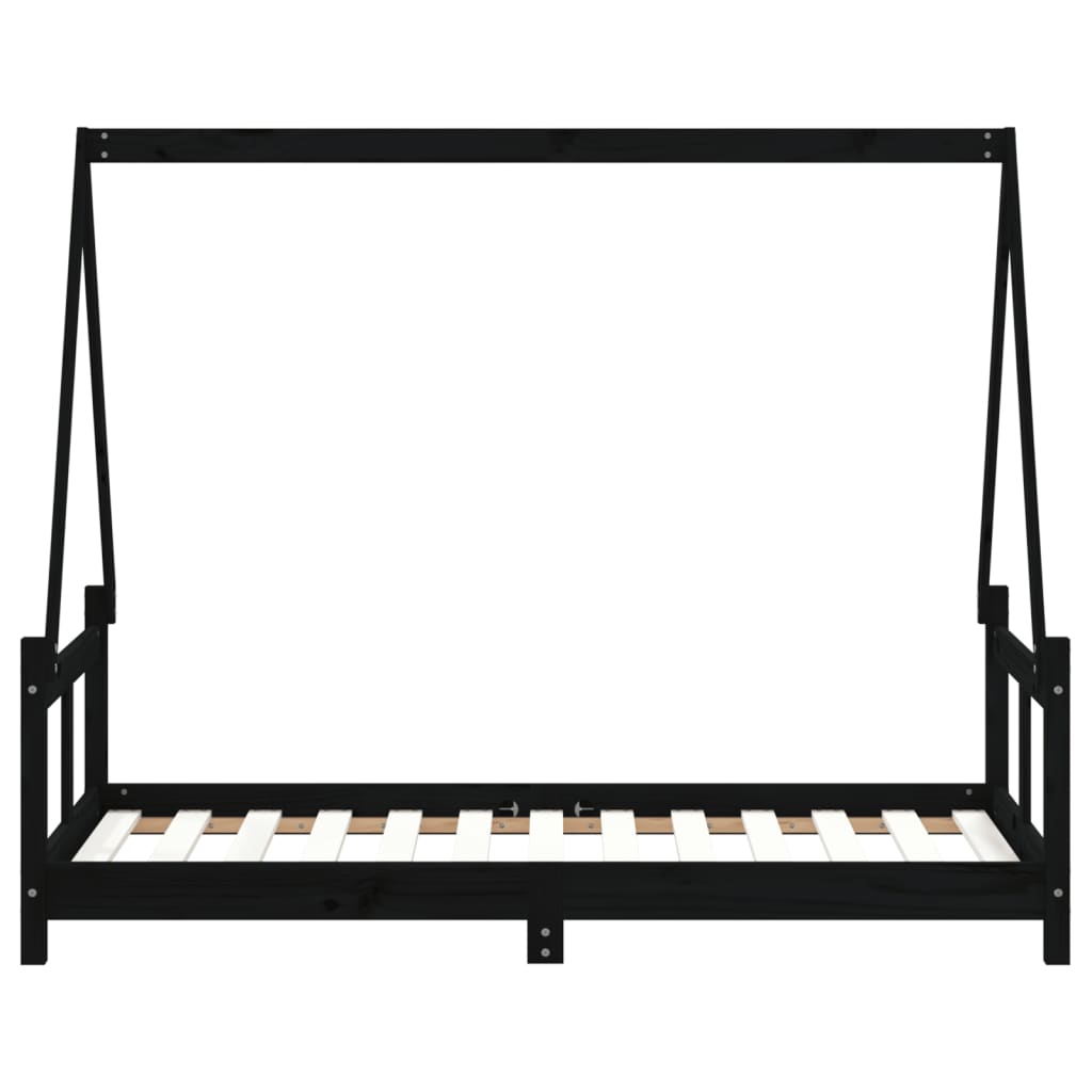 Kinderbedframe 80x160 cm massief grenenhout zwart is nu te koop bij PeponiXL, paradijselijk wonen!