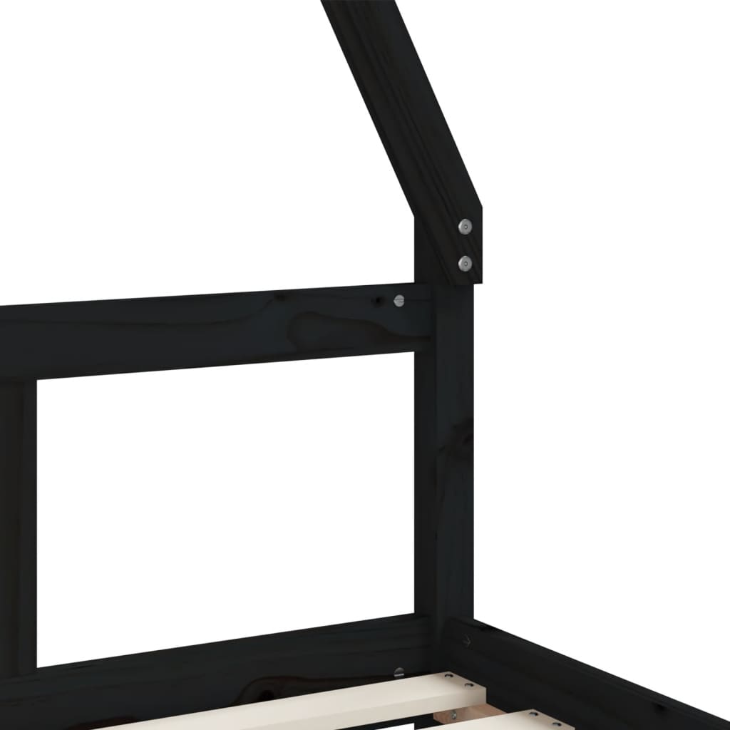 Kinderbedframe 80x160 cm massief grenenhout zwart is nu te koop bij PeponiXL, paradijselijk wonen!