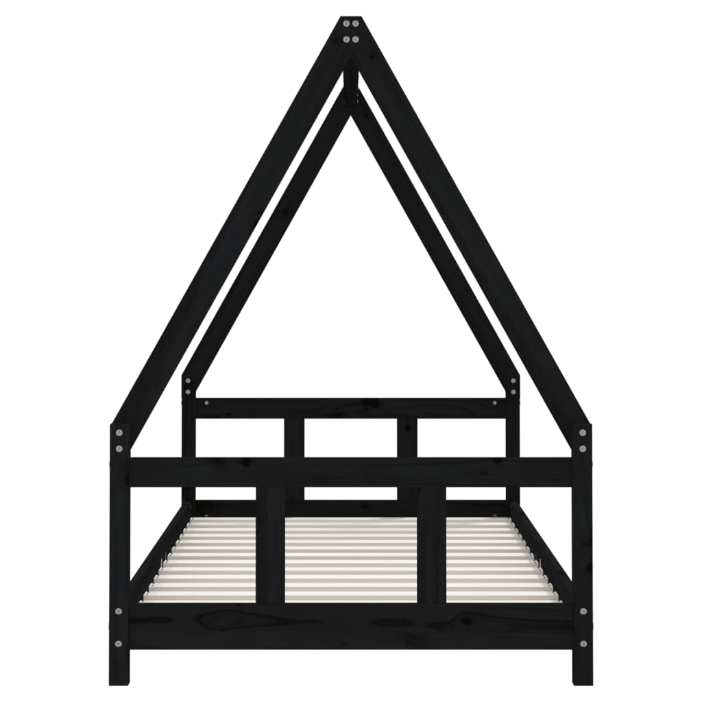 Kinderbedframe 90x190 cm massief grenenhout zwart is nu te koop bij PeponiXL, paradijselijk wonen!