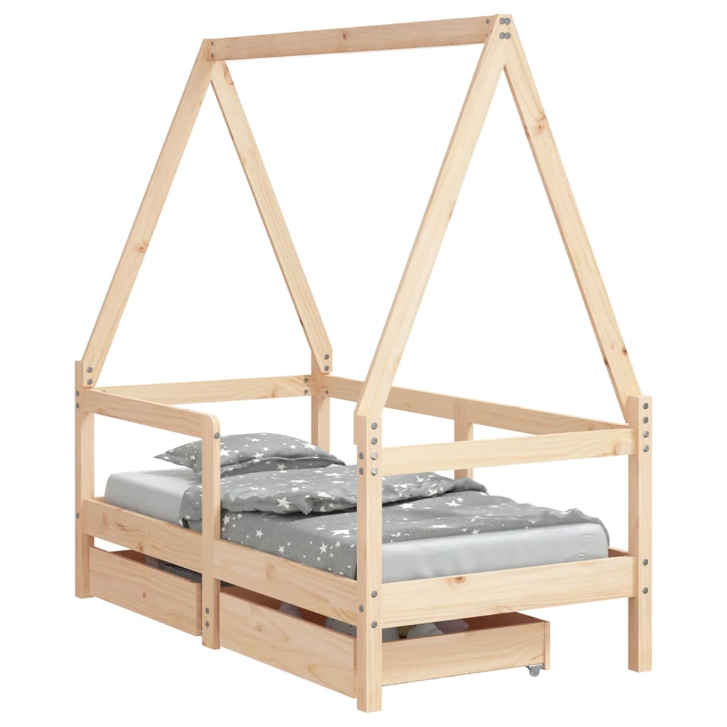 Kinderbedframe met lades 70x140 cm massief grenenhout is nu te koop bij PeponiXL, paradijselijk wonen!