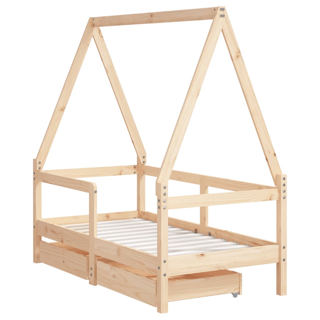 Kinderbedframe met lades 70x140 cm massief grenenhout is nu te koop bij PeponiXL, paradijselijk wonen!