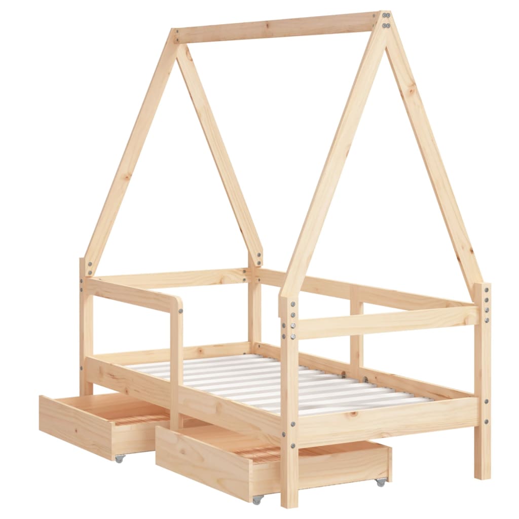 Kinderbedframe met lades 70x140 cm massief grenenhout is nu te koop bij PeponiXL, paradijselijk wonen!