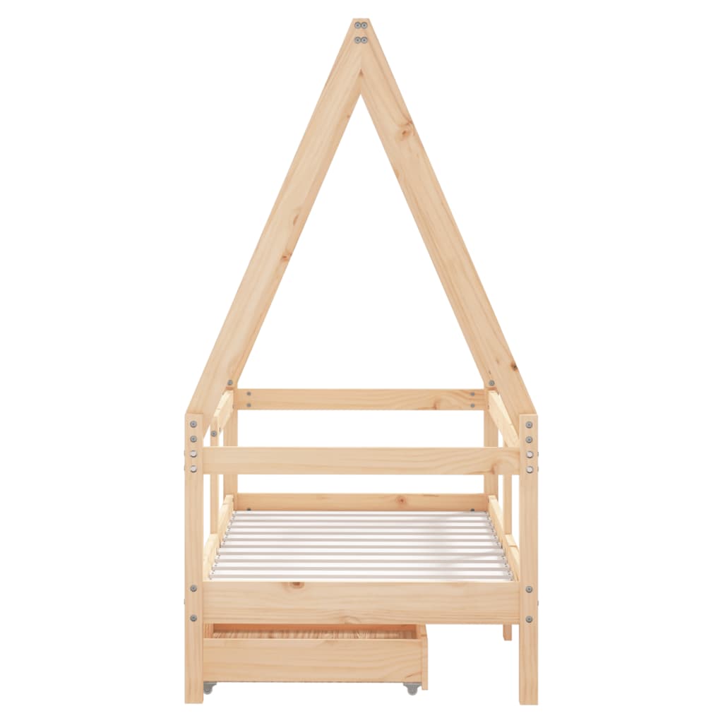 Kinderbedframe met lades 70x140 cm massief grenenhout is nu te koop bij PeponiXL, paradijselijk wonen!