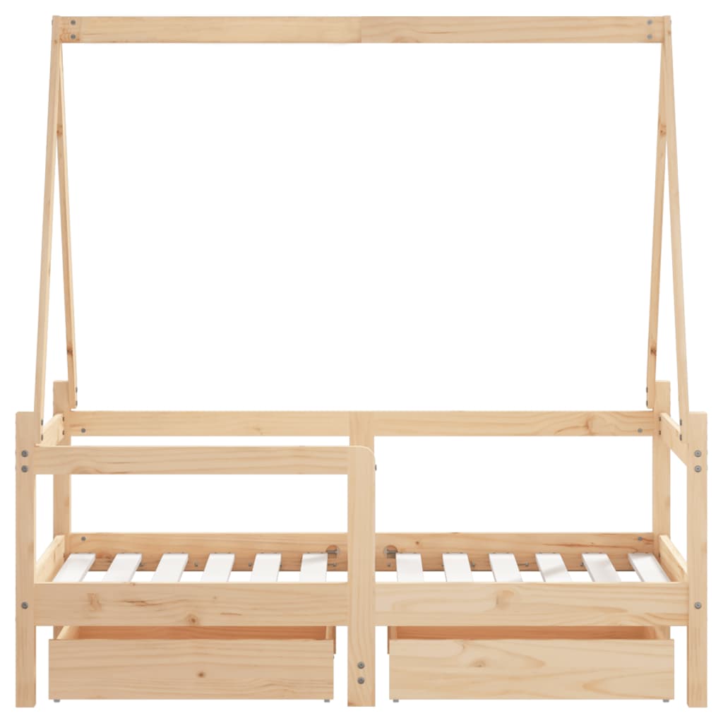 Kinderbedframe met lades 70x140 cm massief grenenhout is nu te koop bij PeponiXL, paradijselijk wonen!