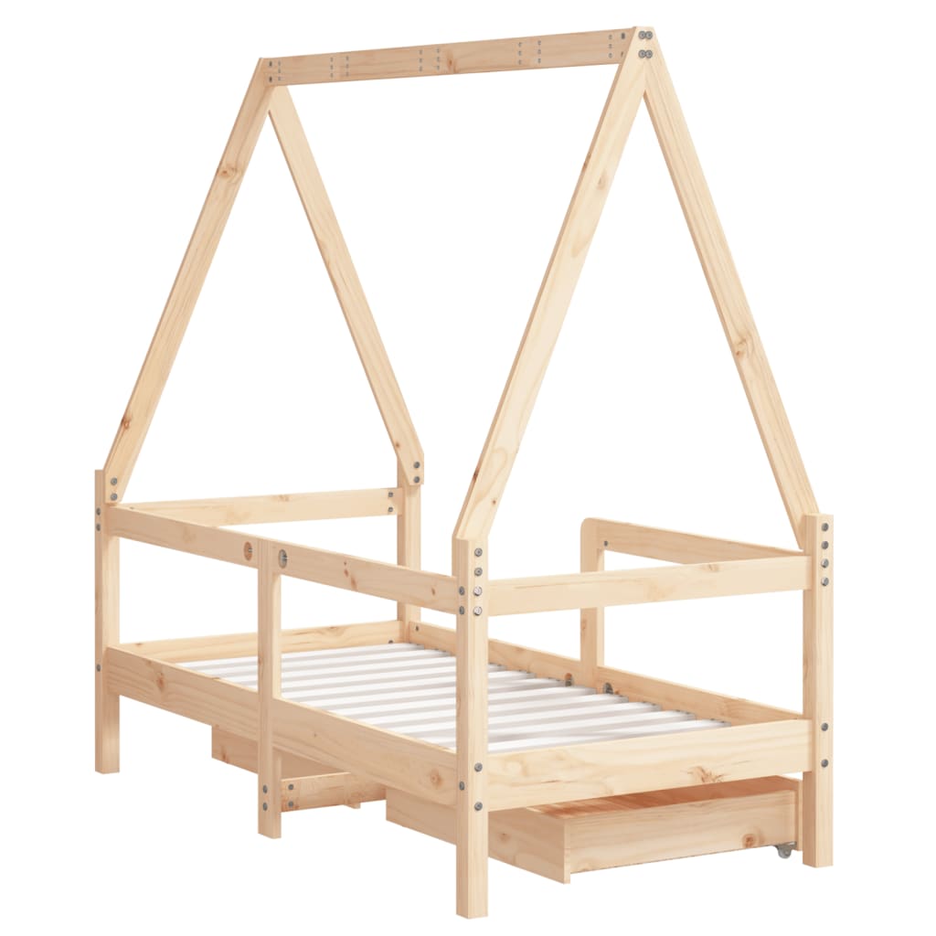 Kinderbedframe met lades 70x140 cm massief grenenhout is nu te koop bij PeponiXL, paradijselijk wonen!