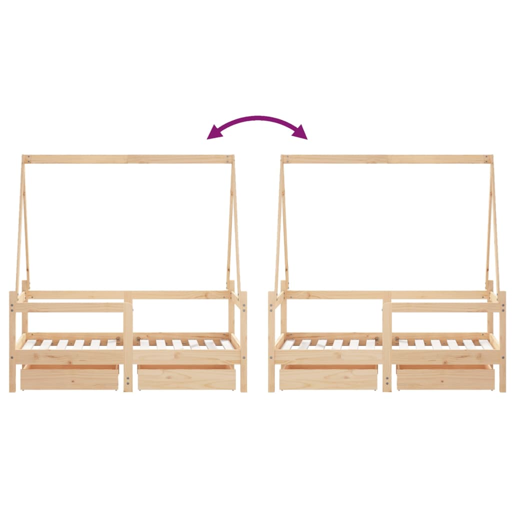 Kinderbedframe met lades 70x140 cm massief grenenhout is nu te koop bij PeponiXL, paradijselijk wonen!