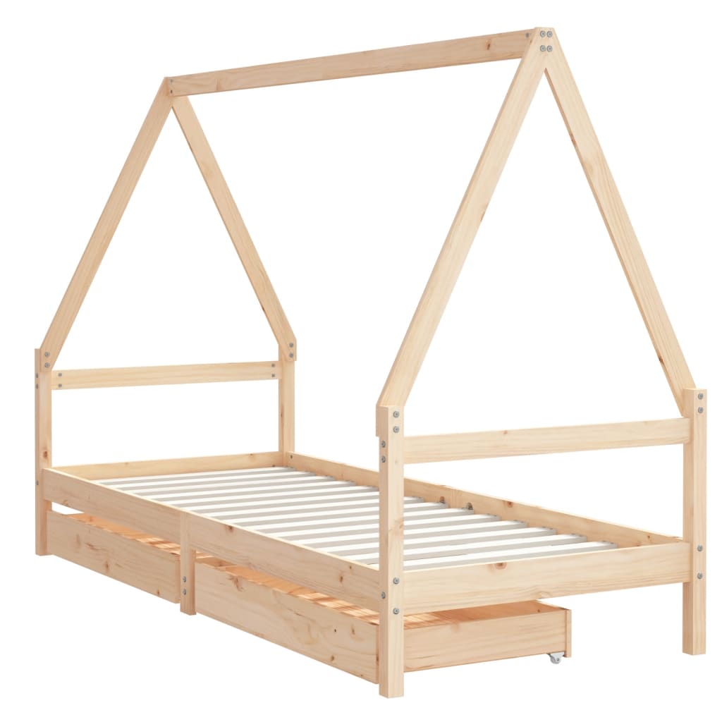 Kinderbedframe met lades 90x190 cm massief grenenhout is nu te koop bij PeponiXL, paradijselijk wonen!