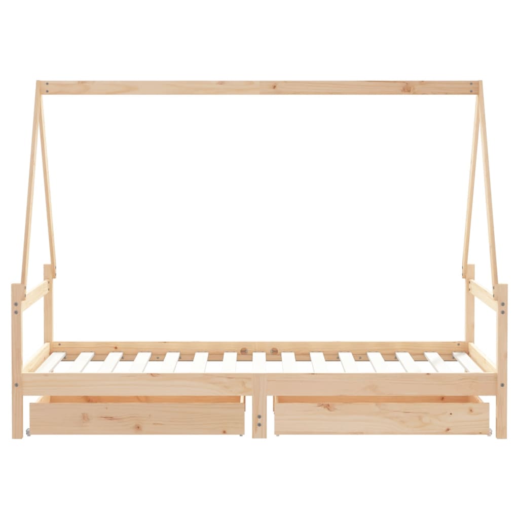 Kinderbedframe met lades 90x190 cm massief grenenhout is nu te koop bij PeponiXL, paradijselijk wonen!