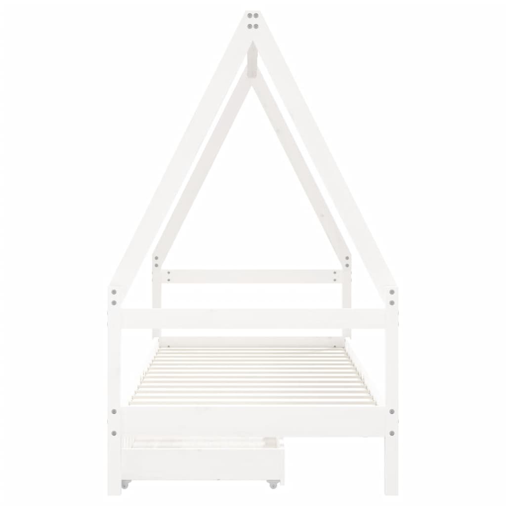 Kinderbedframe met lades 90x190 cm massief grenenhout wit