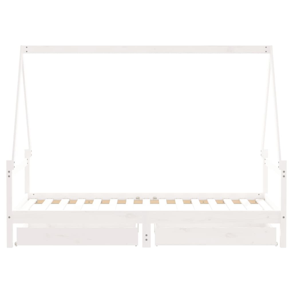 Kinderbedframe met lades 90x190 cm massief grenenhout wit
