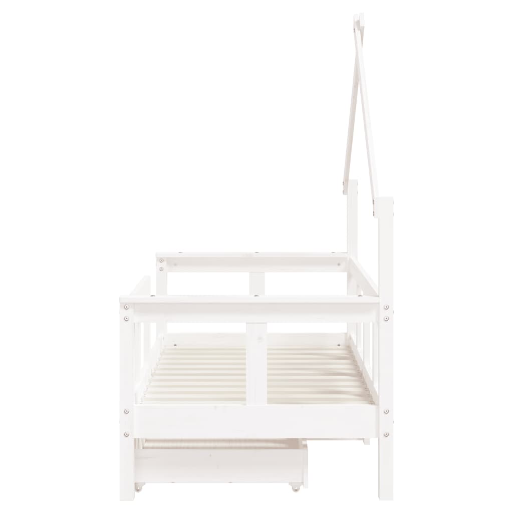 Kinderbedframe met lades 70x140 cm massief grenenhout wit is nu te koop bij PeponiXL, paradijselijk wonen!