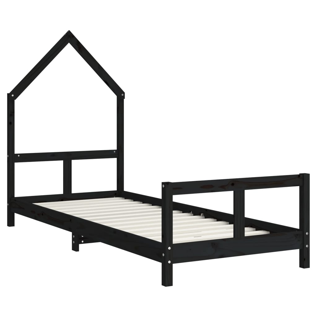 Kinderbedframe 80x200 cm massief grenenhout zwart is nu te koop bij PeponiXL, paradijselijk wonen!