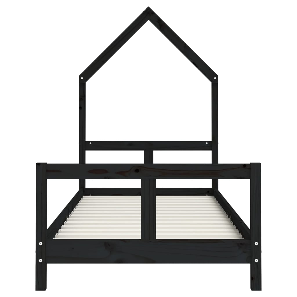 Kinderbedframe 80x200 cm massief grenenhout zwart is nu te koop bij PeponiXL, paradijselijk wonen!
