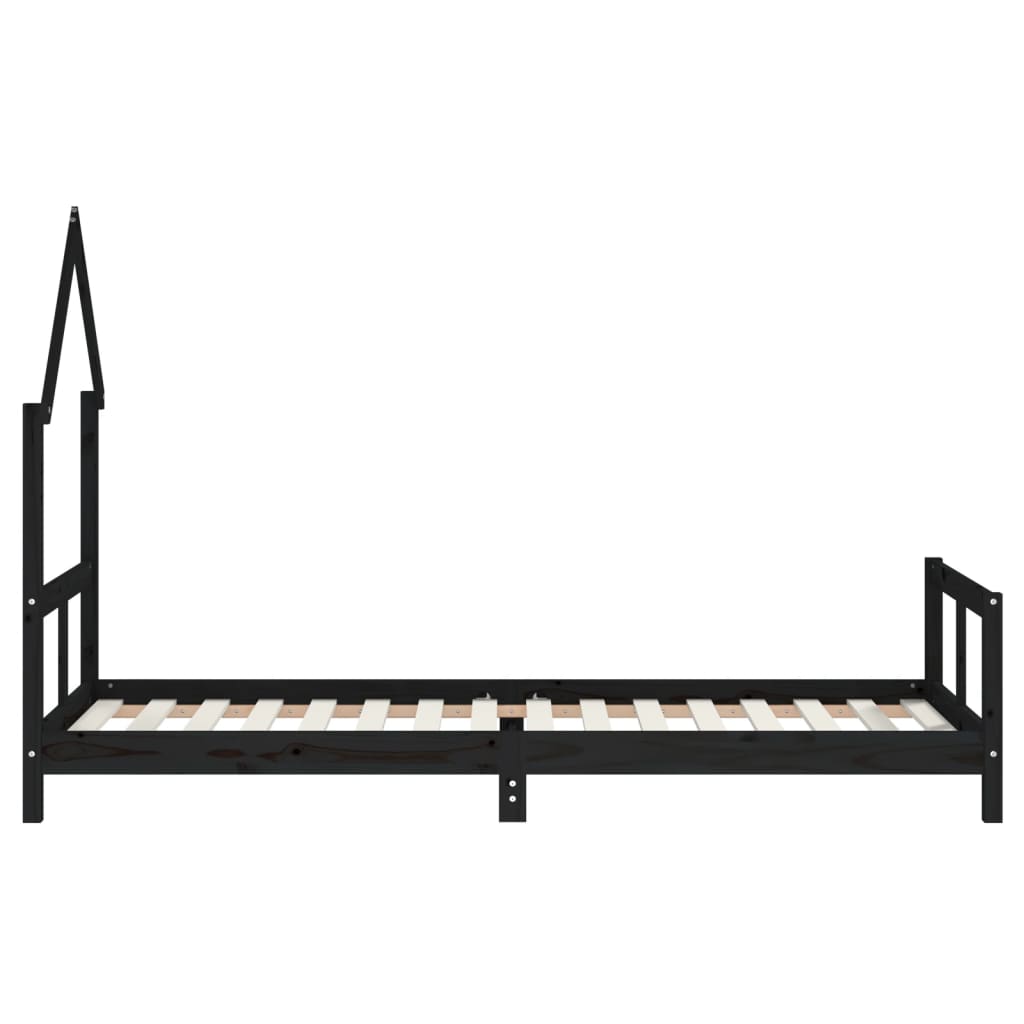 Kinderbedframe 80x200 cm massief grenenhout zwart is nu te koop bij PeponiXL, paradijselijk wonen!
