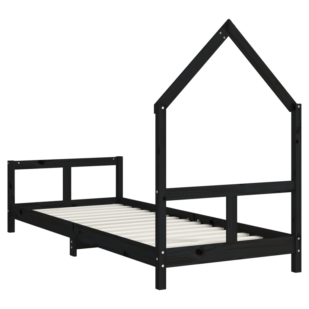 Kinderbedframe 80x200 cm massief grenenhout zwart is nu te koop bij PeponiXL, paradijselijk wonen!