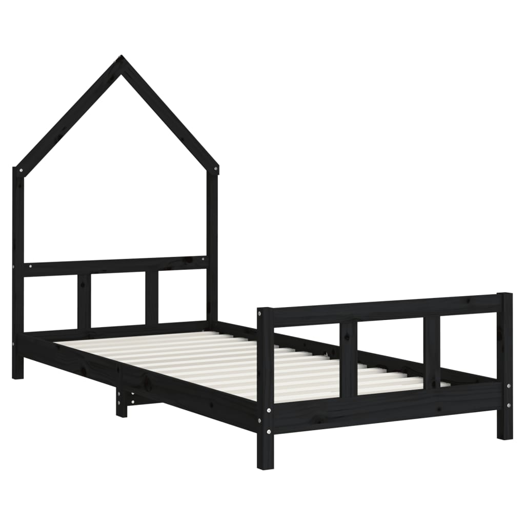 Kinderbedframe 90x200 cm massief grenenhout zwart is nu te koop bij PeponiXL, paradijselijk wonen!