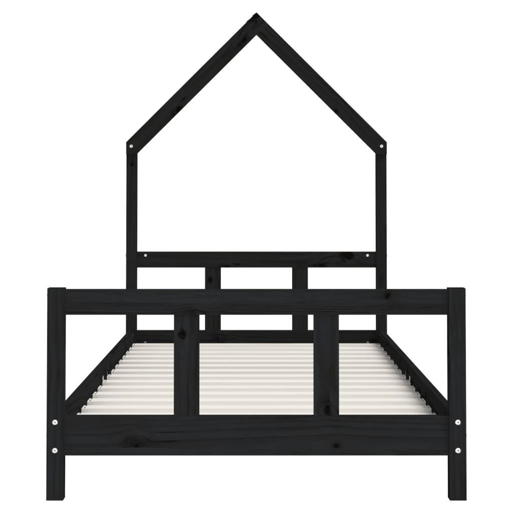 Kinderbedframe 90x200 cm massief grenenhout zwart is nu te koop bij PeponiXL, paradijselijk wonen!