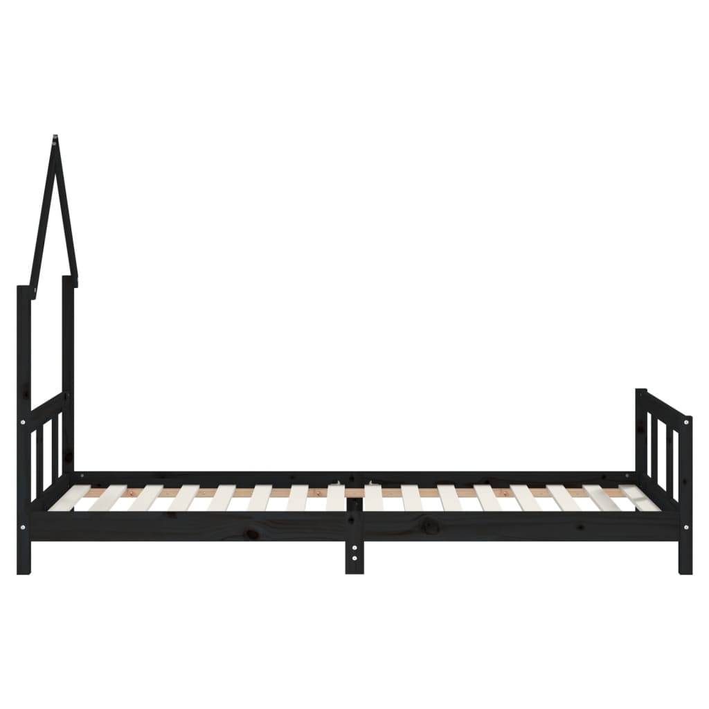 Kinderbedframe 90x200 cm massief grenenhout zwart is nu te koop bij PeponiXL, paradijselijk wonen!