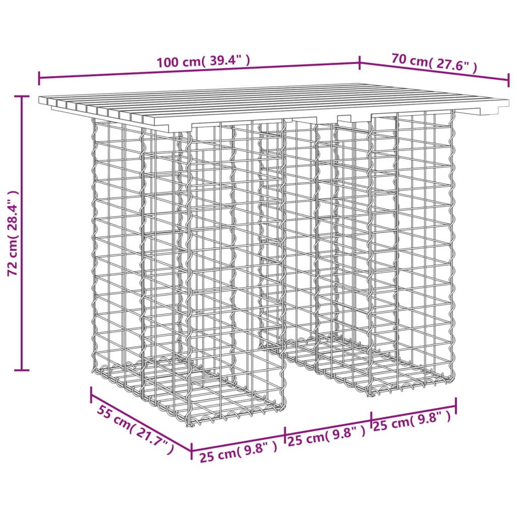 Tuintafel schanskorfontwerp 100x70x72 cm massief grenenhout is nu te koop bij PeponiXL, paradijselijk wonen!