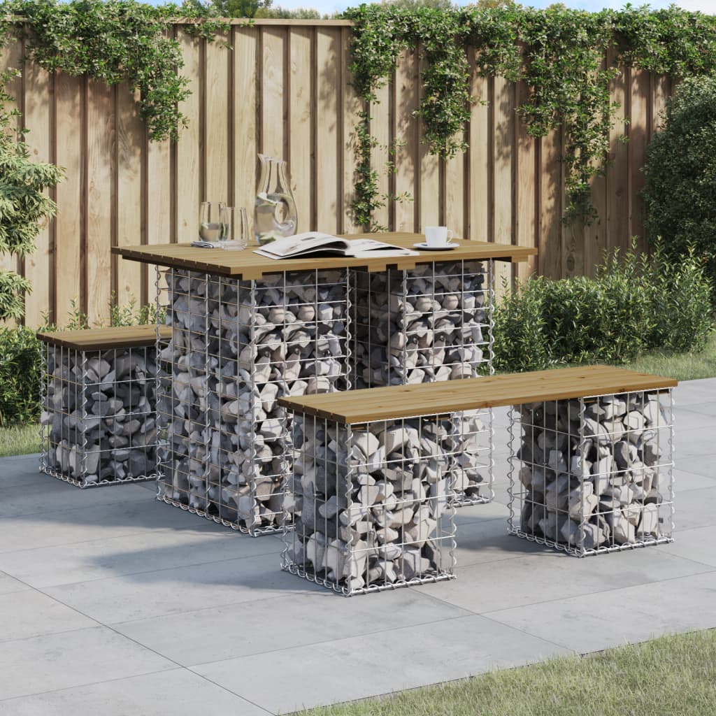 Tuintafel schanskorfontwerp 100x70x72 cm geïmpregneerd hout is nu te koop bij PeponiXL, paradijselijk wonen!